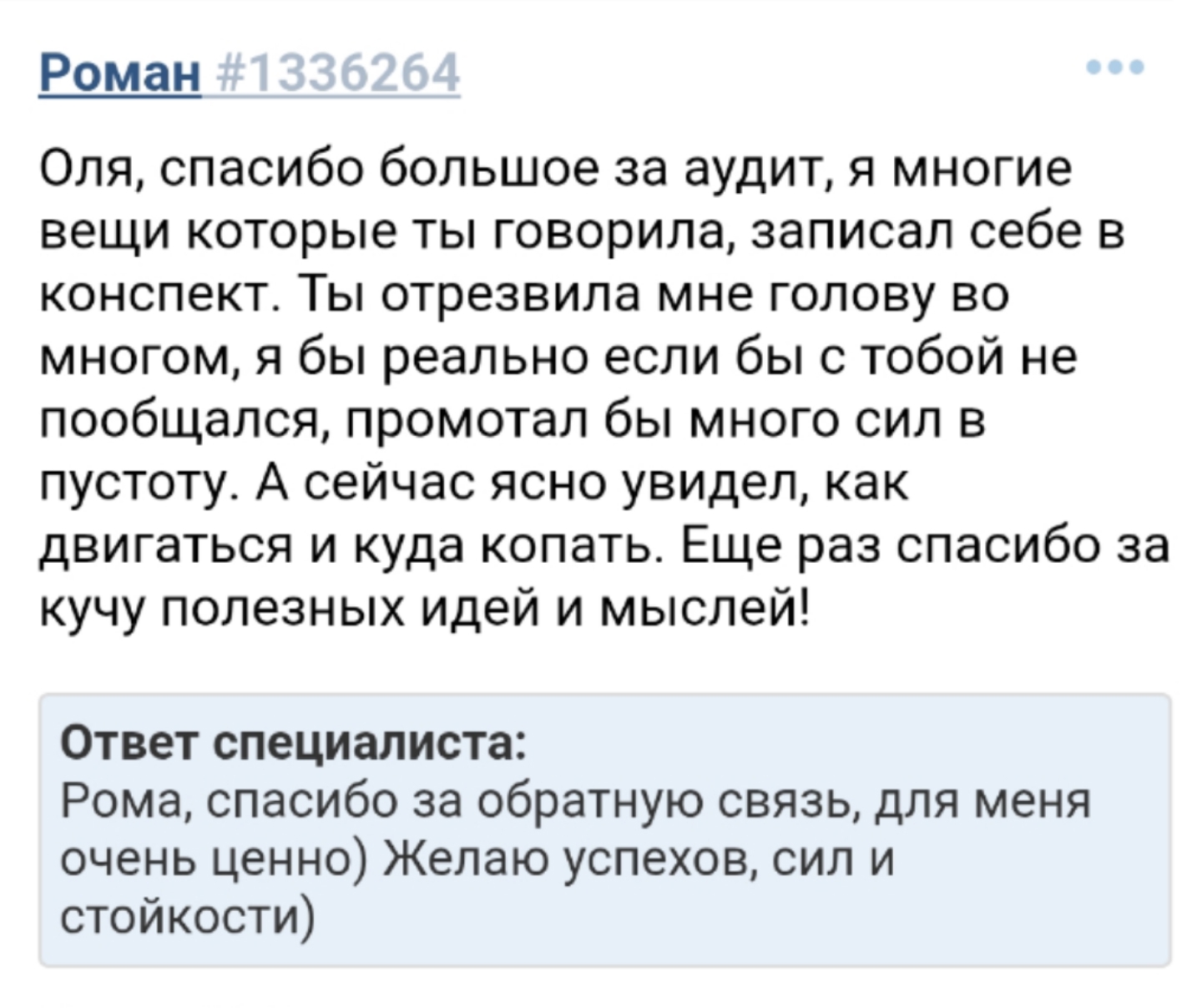 Отзыв Романа о профессиональном аудите